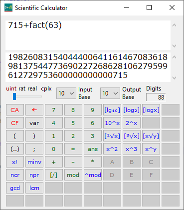 Calculator for very large numbers, modular exponentiation